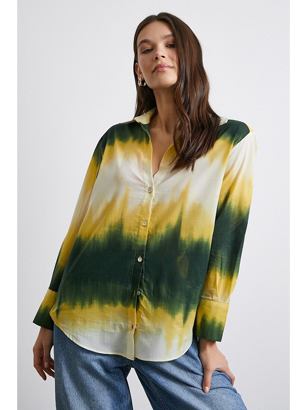 Degrade Desenli Gömlek Yeşil-5