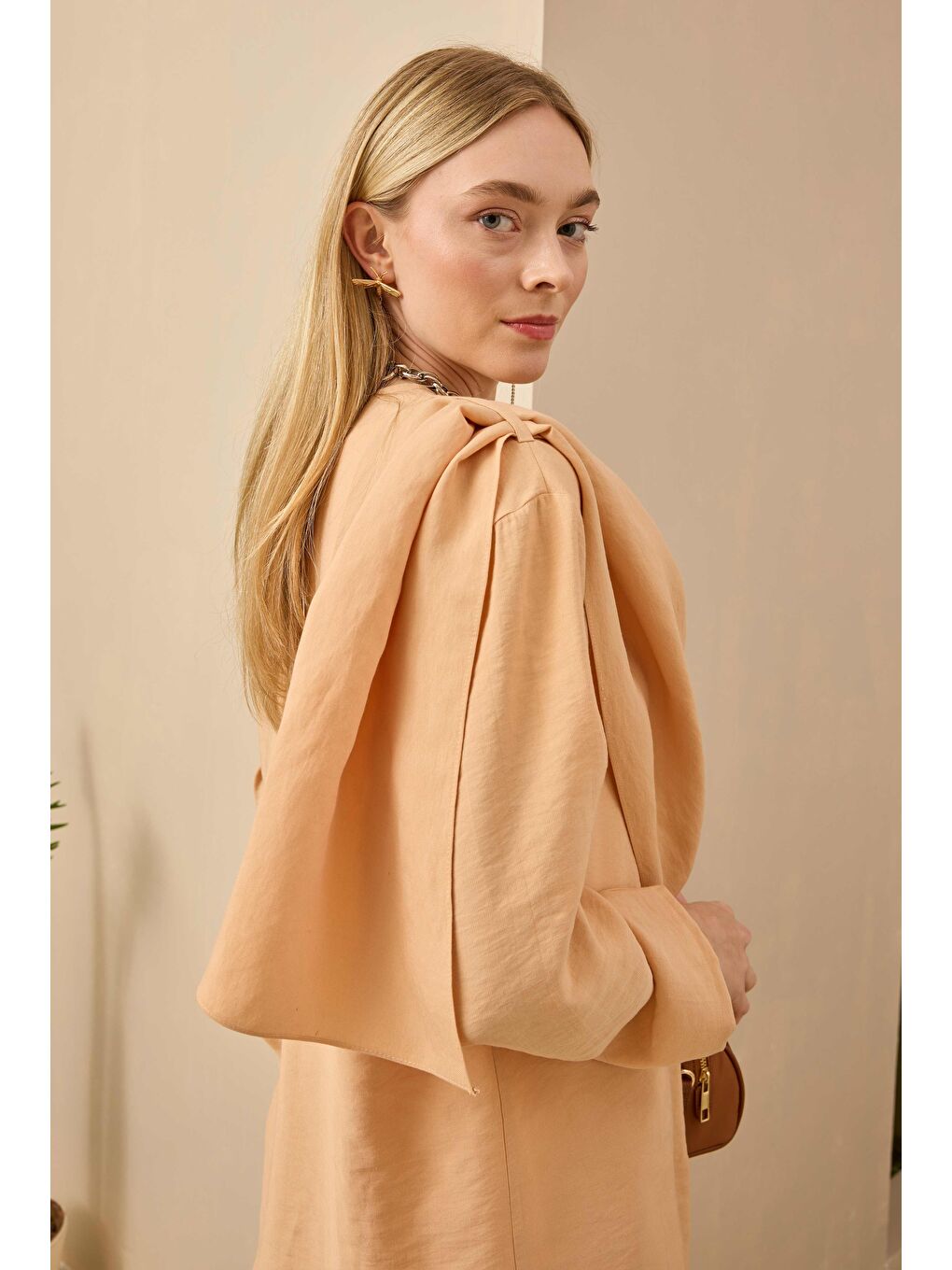 Pembe Şal Yaka Modal Takım Açık Somon-2