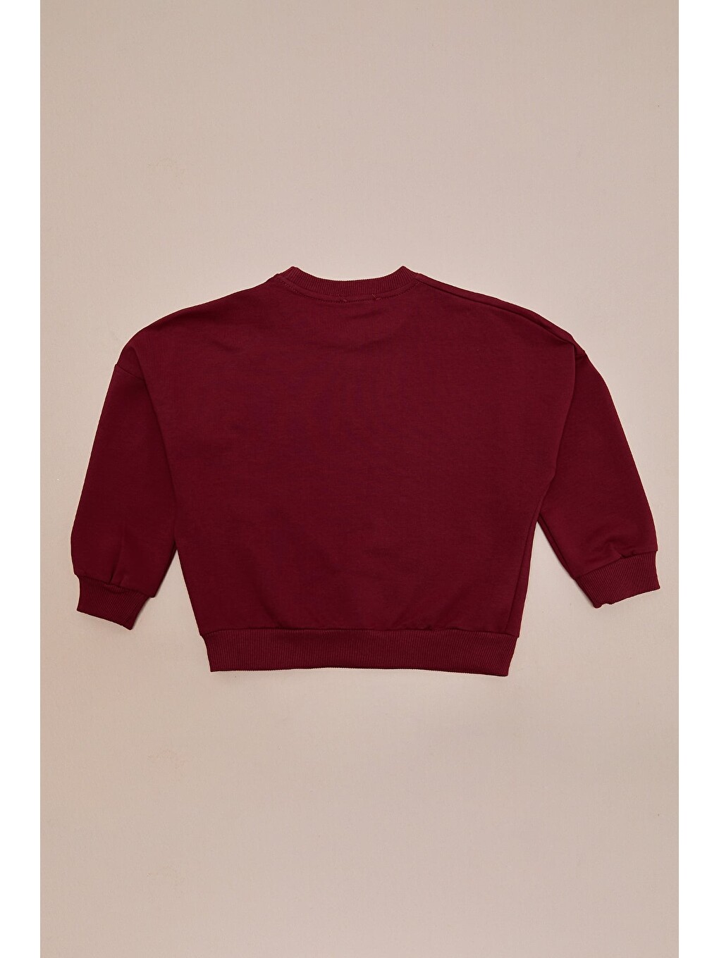 Bordo Ayıcık Baskılı Oversize Kız Çocuk Sweatshirt-3