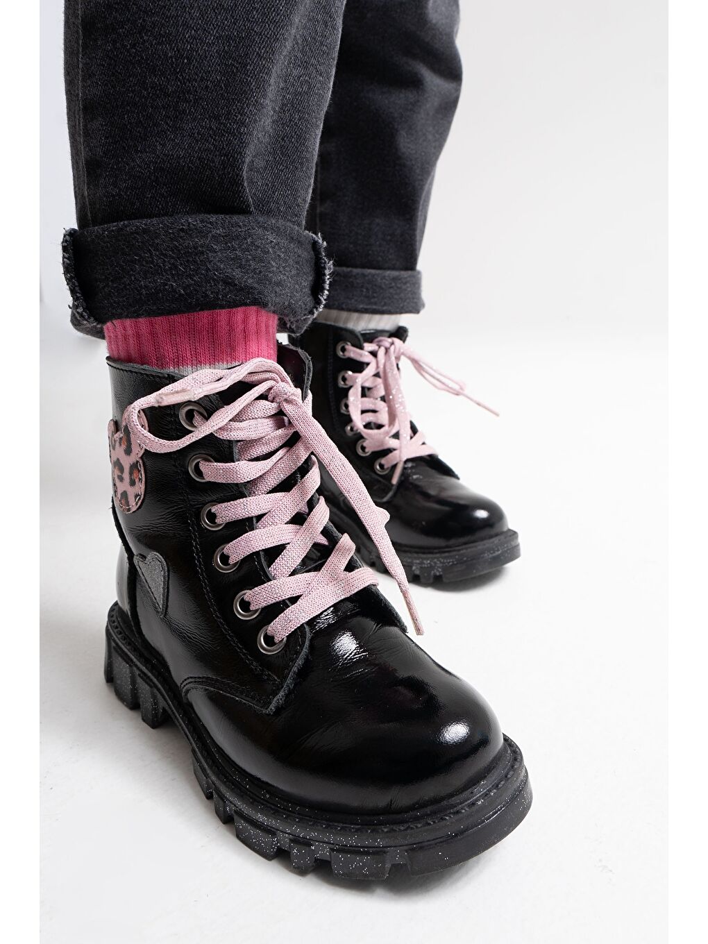 Kız Çocuk Siyah Rugan Rugan Deri Suya Dayanıklı Günlük Bot-3