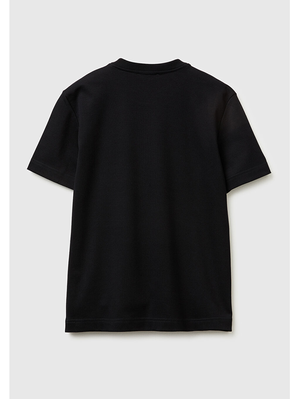 Kadın Siyah %100 Pamuk Etek Ucu Logo Detaylı Bisiklet Yaka T-Shirt-1