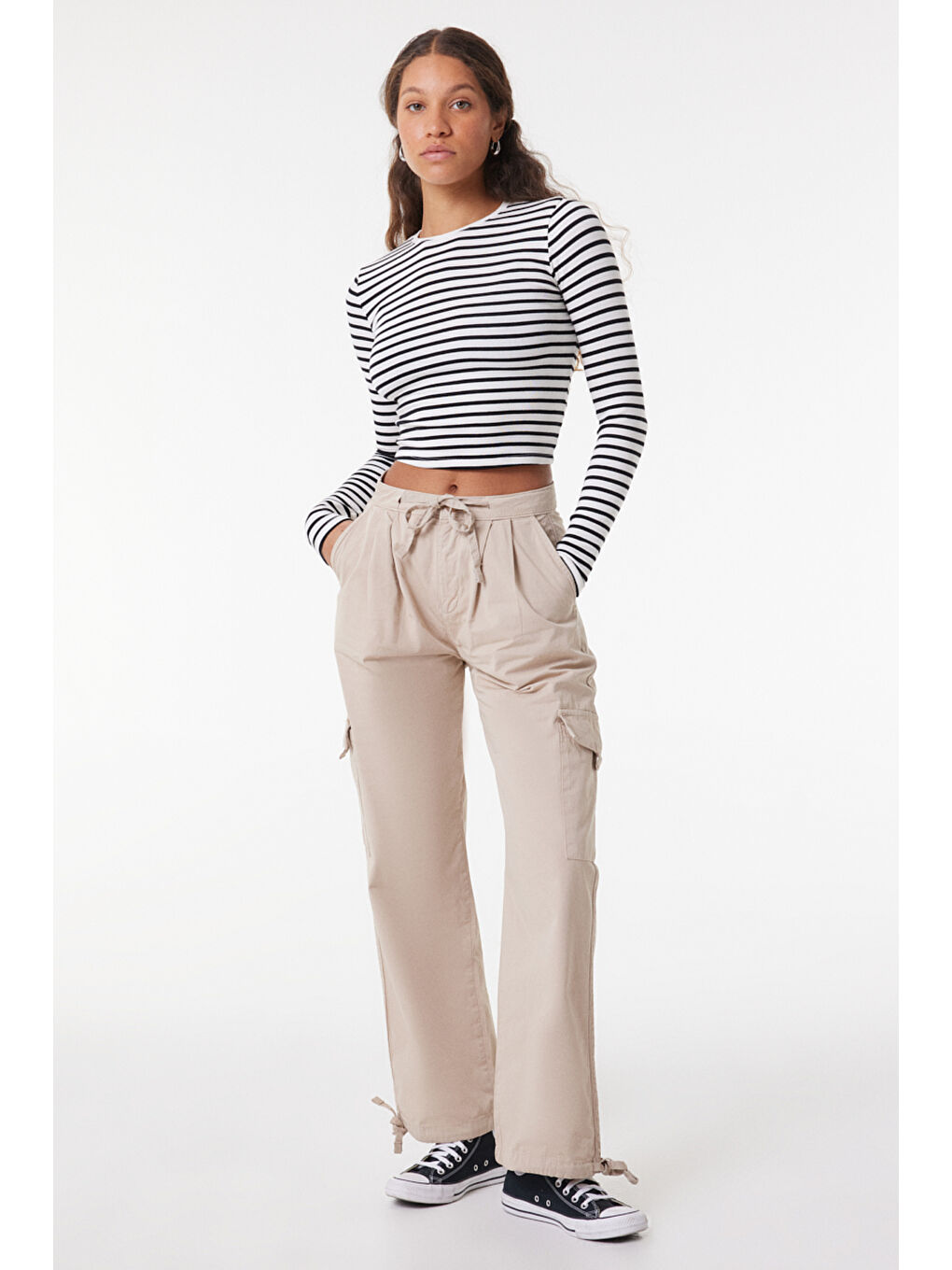 Regular Fit Normal Kesim %100 Pamuk Bej Jogger Pantolon-1