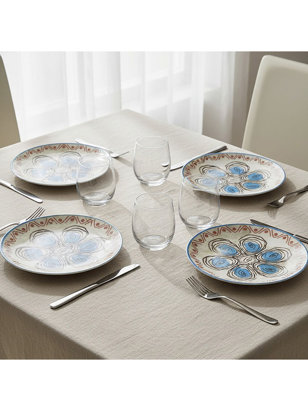 Ekru Camelia 6 Parça 20 cm Pasta Takımı 21391-1