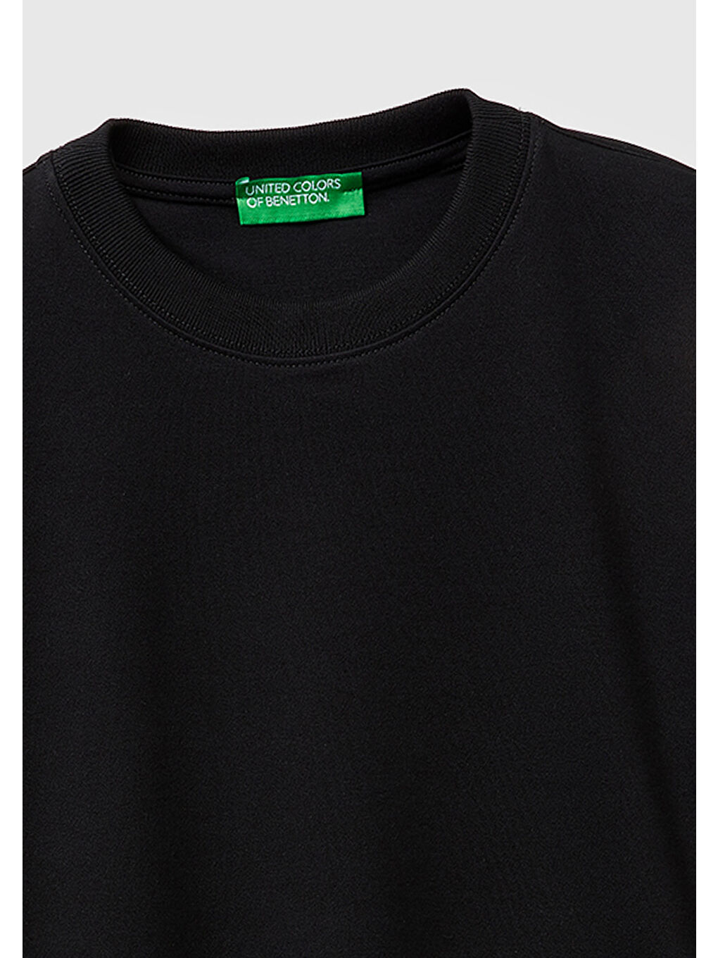 Kadın Siyah %100 Pamuk Etek Ucu Logo Detaylı Bisiklet Yaka T-Shirt-2