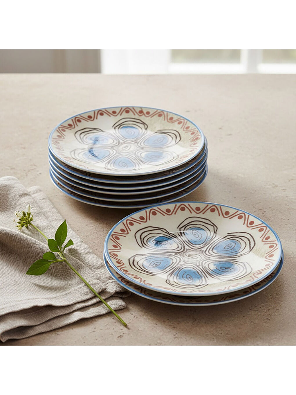 Ekru Camelia 6 Parça 20 cm Pasta Takımı 21391-2