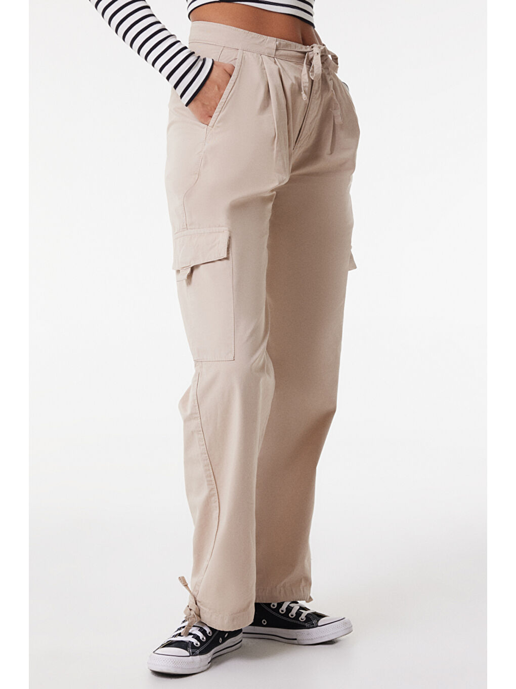 Regular Fit Normal Kesim %100 Pamuk Bej Jogger Pantolon-2