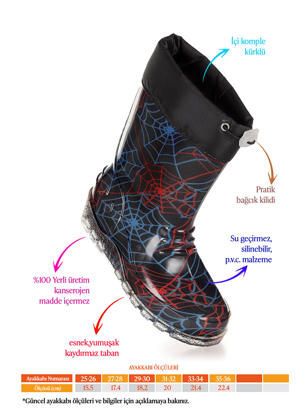 Kırmızı Savana Su Geçirmez Erkek Çocuk Yağmur Çizmesi-1