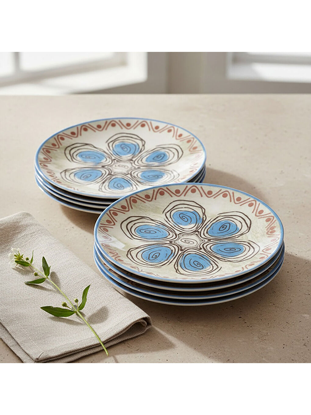 Ekru Camelia 6 Parça 20 cm Pasta Takımı 21391-3