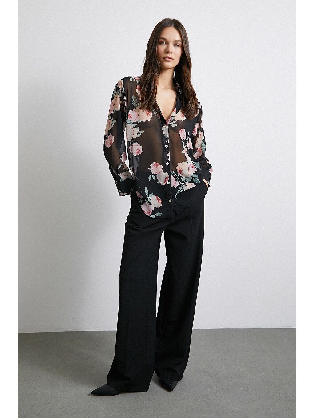 Paris Desenli Gömlek Siyah-1