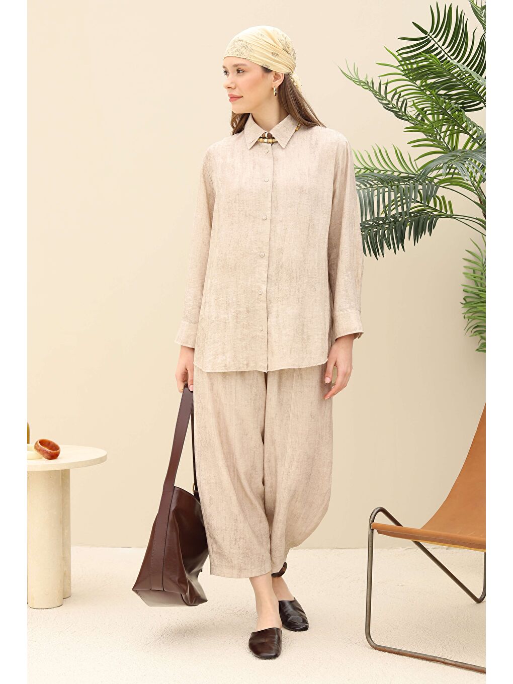 Bej Efektli Basic Takım Soft Kaşmir-2