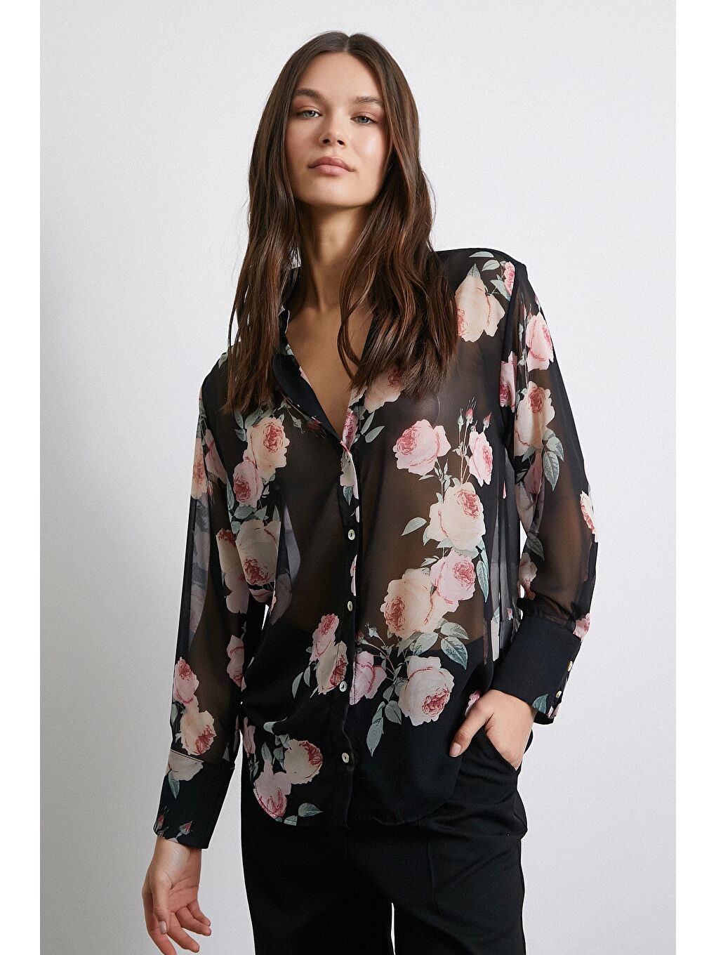 Paris Desenli Gömlek Siyah-2