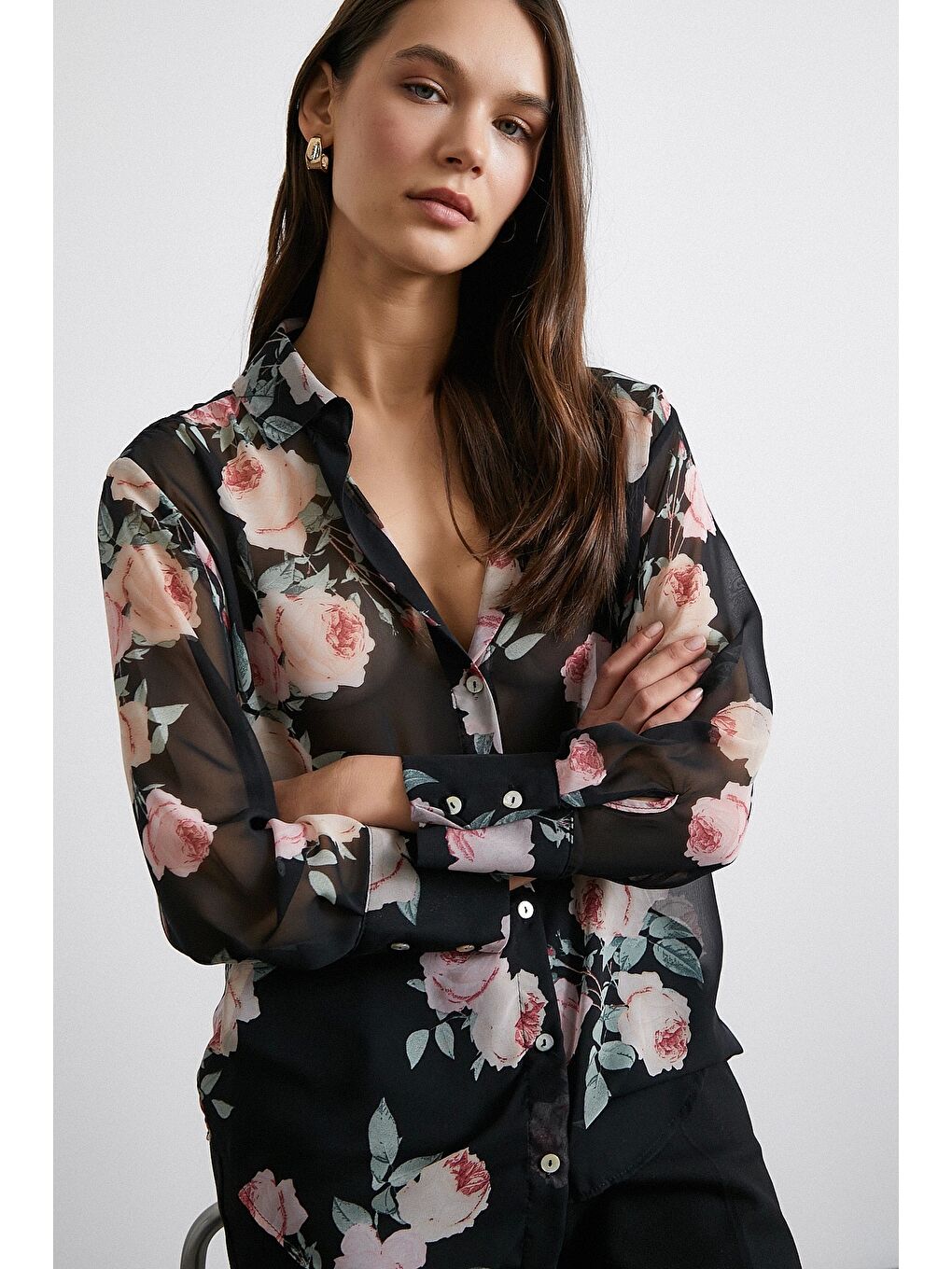 Paris Desenli Gömlek Siyah-3