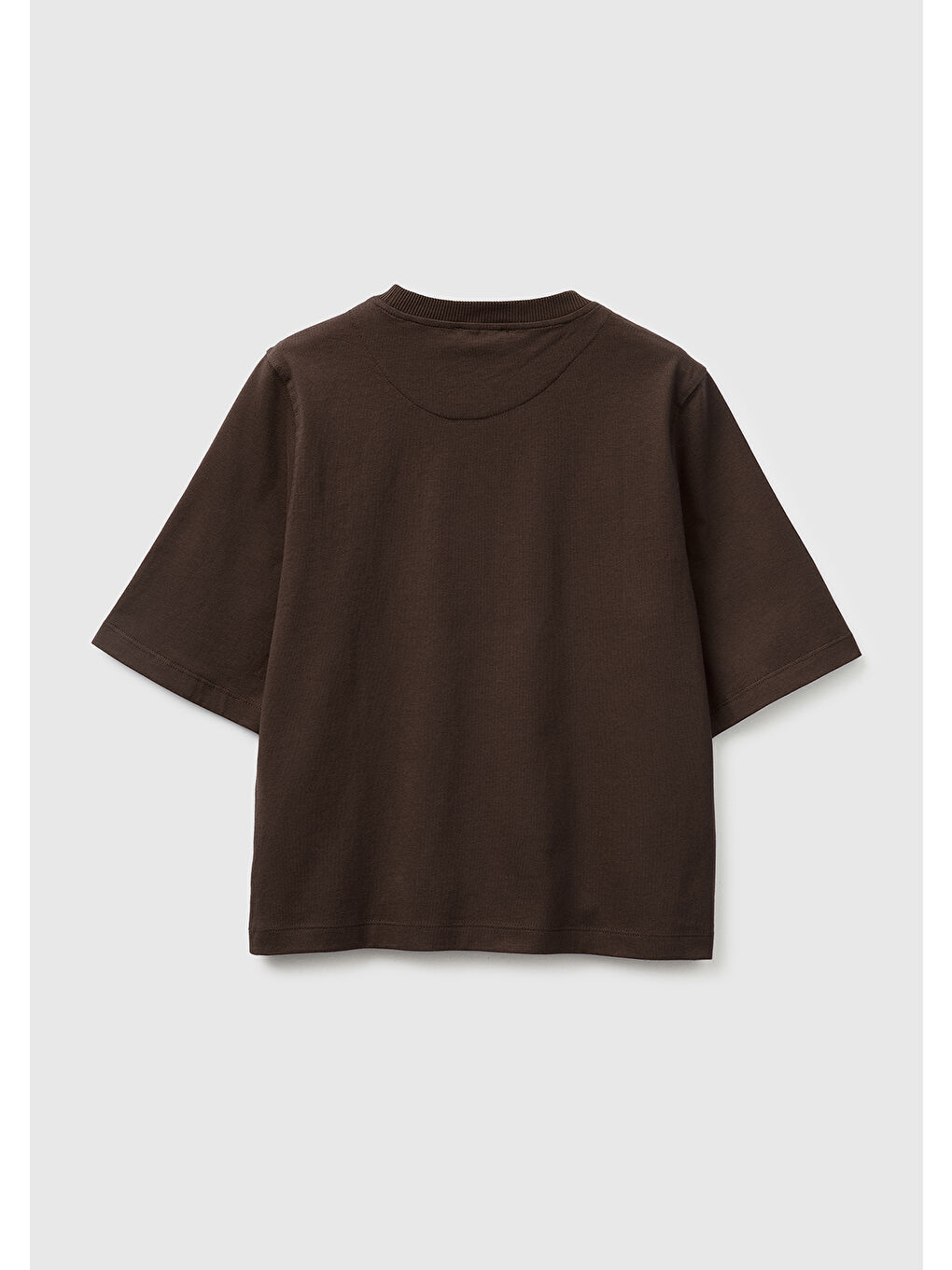 Kadın Kahverengi %100 Pamuk Boxy Fit T-Shirt-1