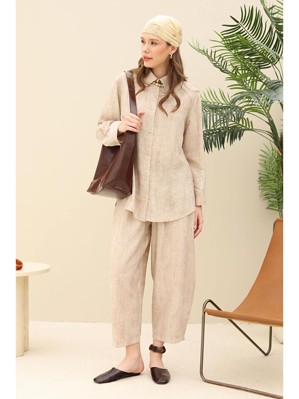 Bej Efektli Basic Takım Soft Kaşmir-3