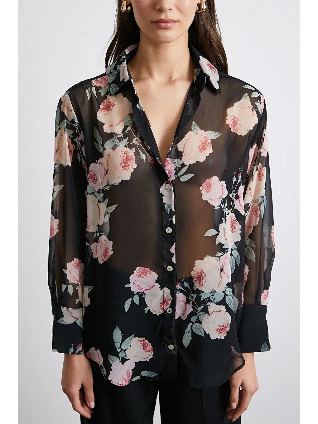 Paris Desenli Gömlek Siyah-4