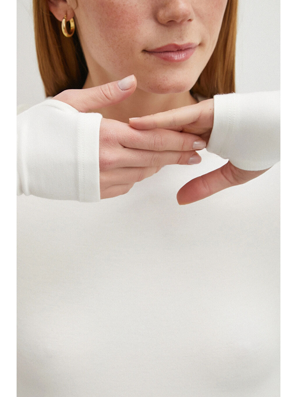 Kol Yırtmaçlı Bluz Beyaz-4