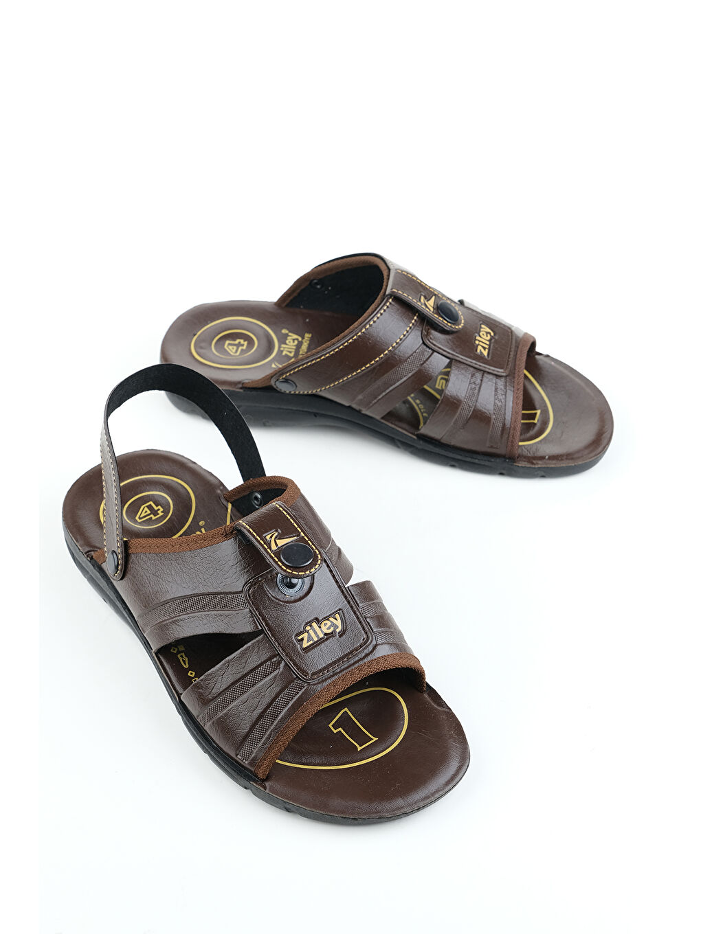 Kahverengi Erkek Ayarlanabilir Sandalet-Terlik