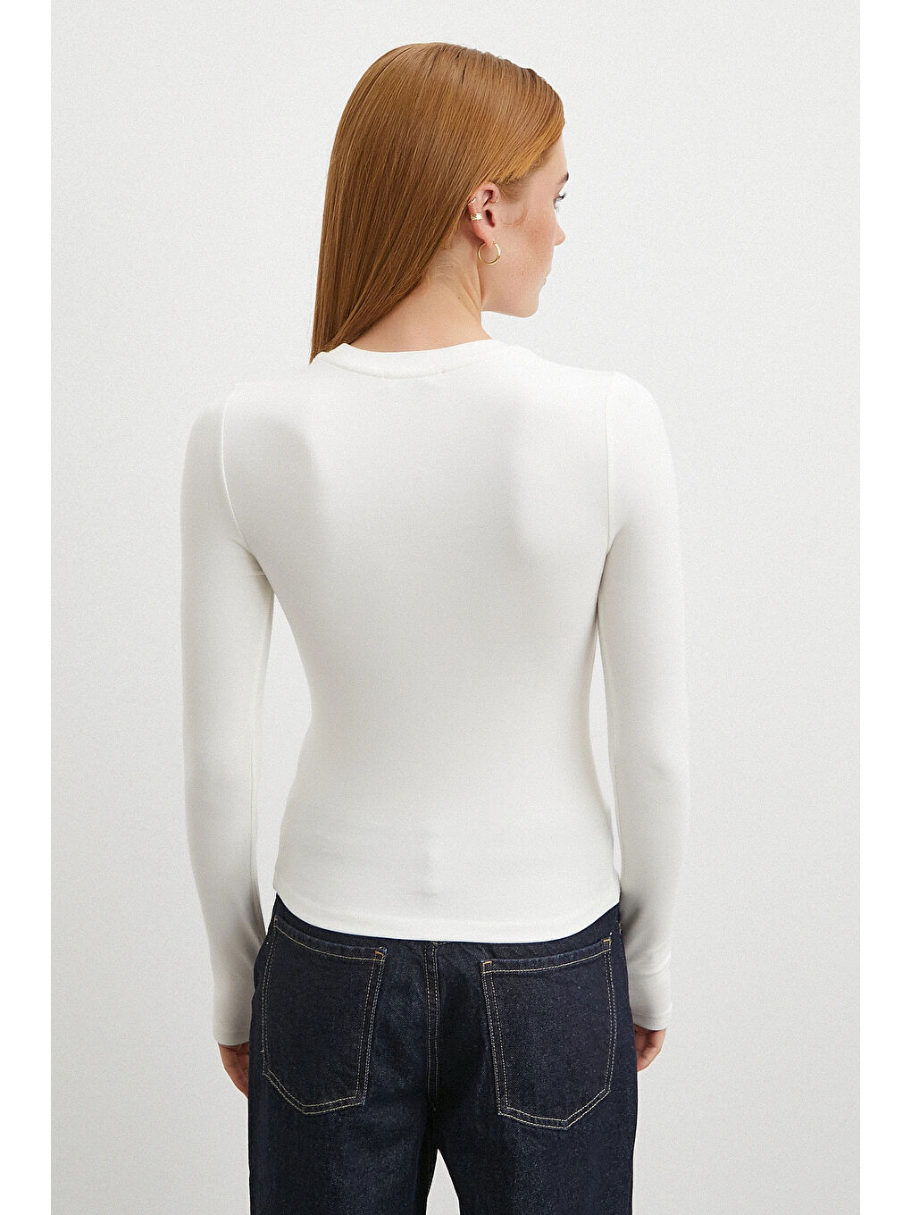 Kol Yırtmaçlı Bluz Beyaz-5