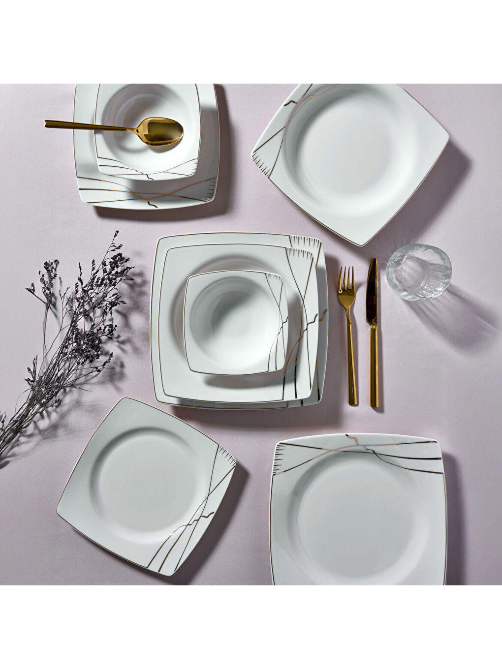 Ekru Caroline 54 Parça 12 Kişilik Yemek Takımı 6729-1