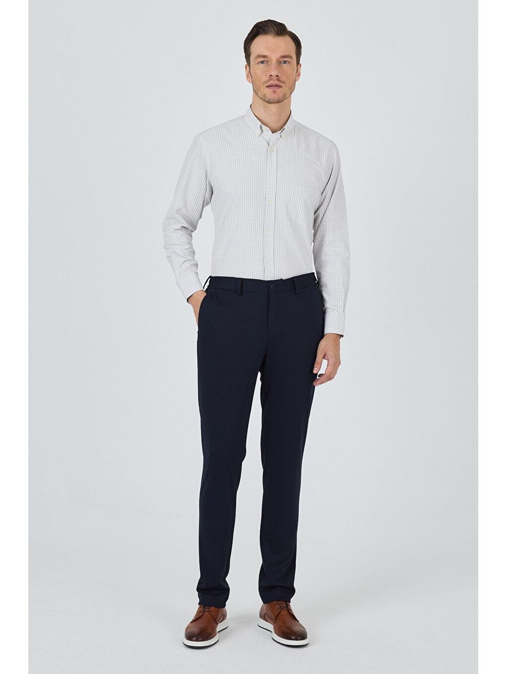 Koyu Lacivert Esnek Yandan Cepli Casual Slim Fit Jogger Pantolon 1003250156-1