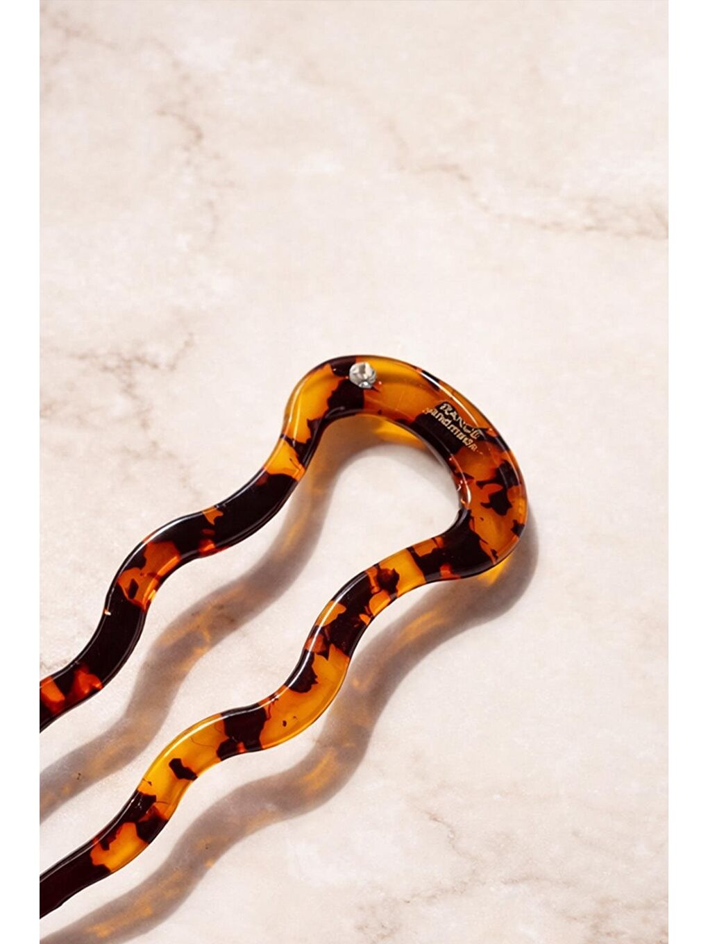 Kahverengi Lüks Fransız Kemik Handmade Topuz Tokası-3