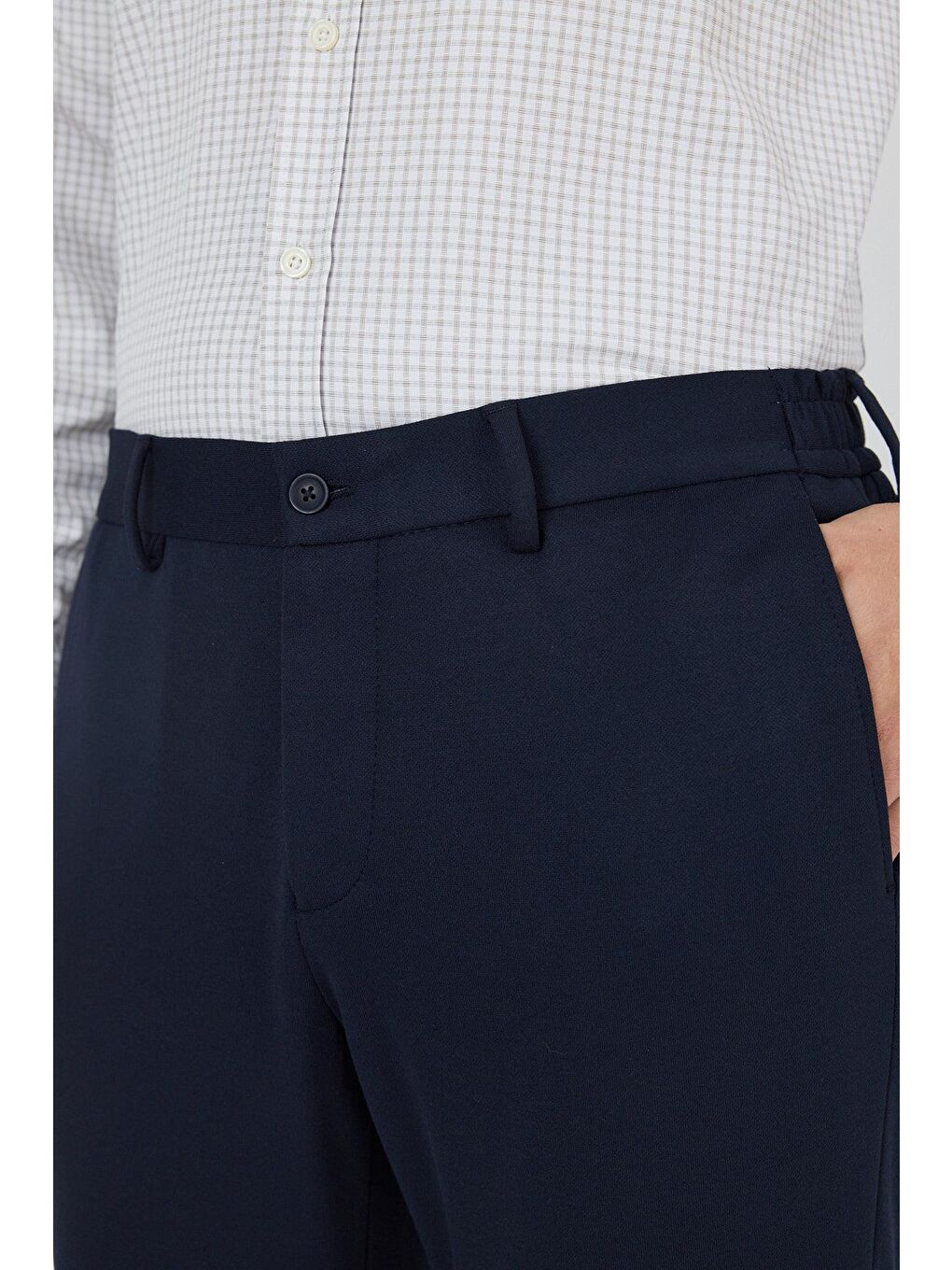 Koyu Lacivert Esnek Yandan Cepli Casual Slim Fit Jogger Pantolon 1003250156-3