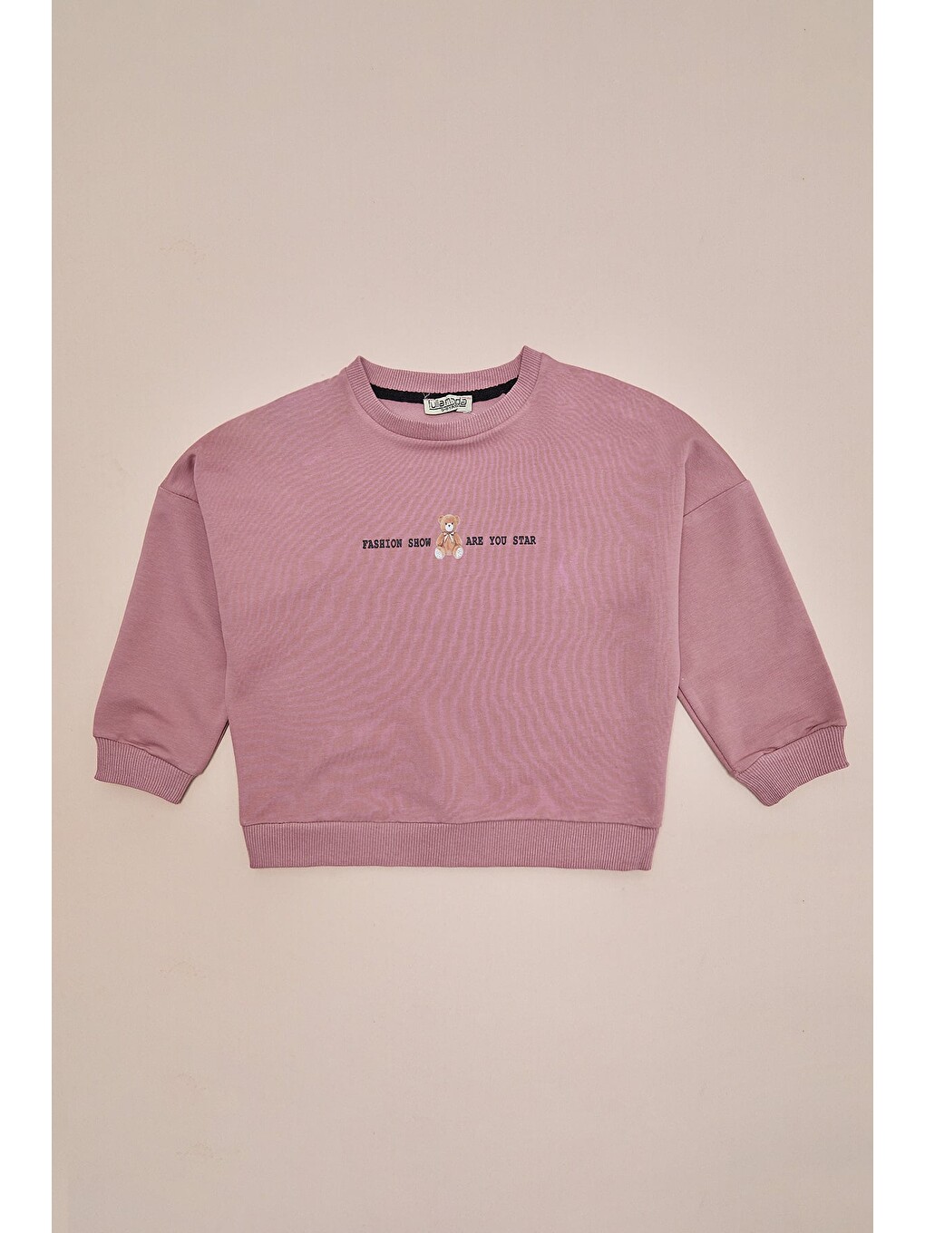 Pembe Ayıcık Baskılı Oversize Kız Çocuk Sweatshirt-2