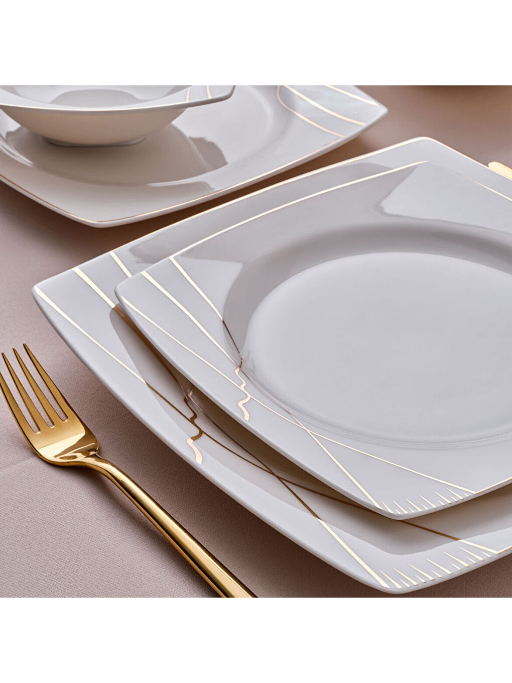 Ekru Caroline 54 Parça 12 Kişilik Yemek Takımı 6729-3