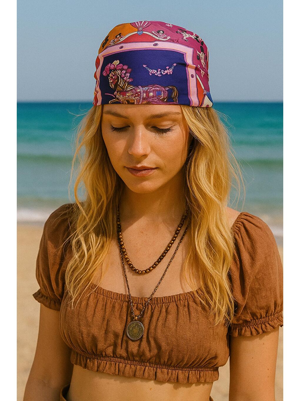 Mor Vintage Pamuk Bandana Fular-1