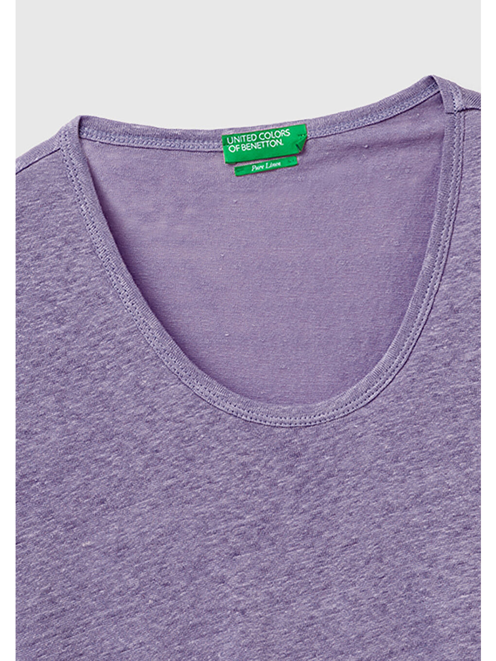Kadın Koyu Gri %100 Keten Geniş Yaka Kısa Kollu T-Shirt-2