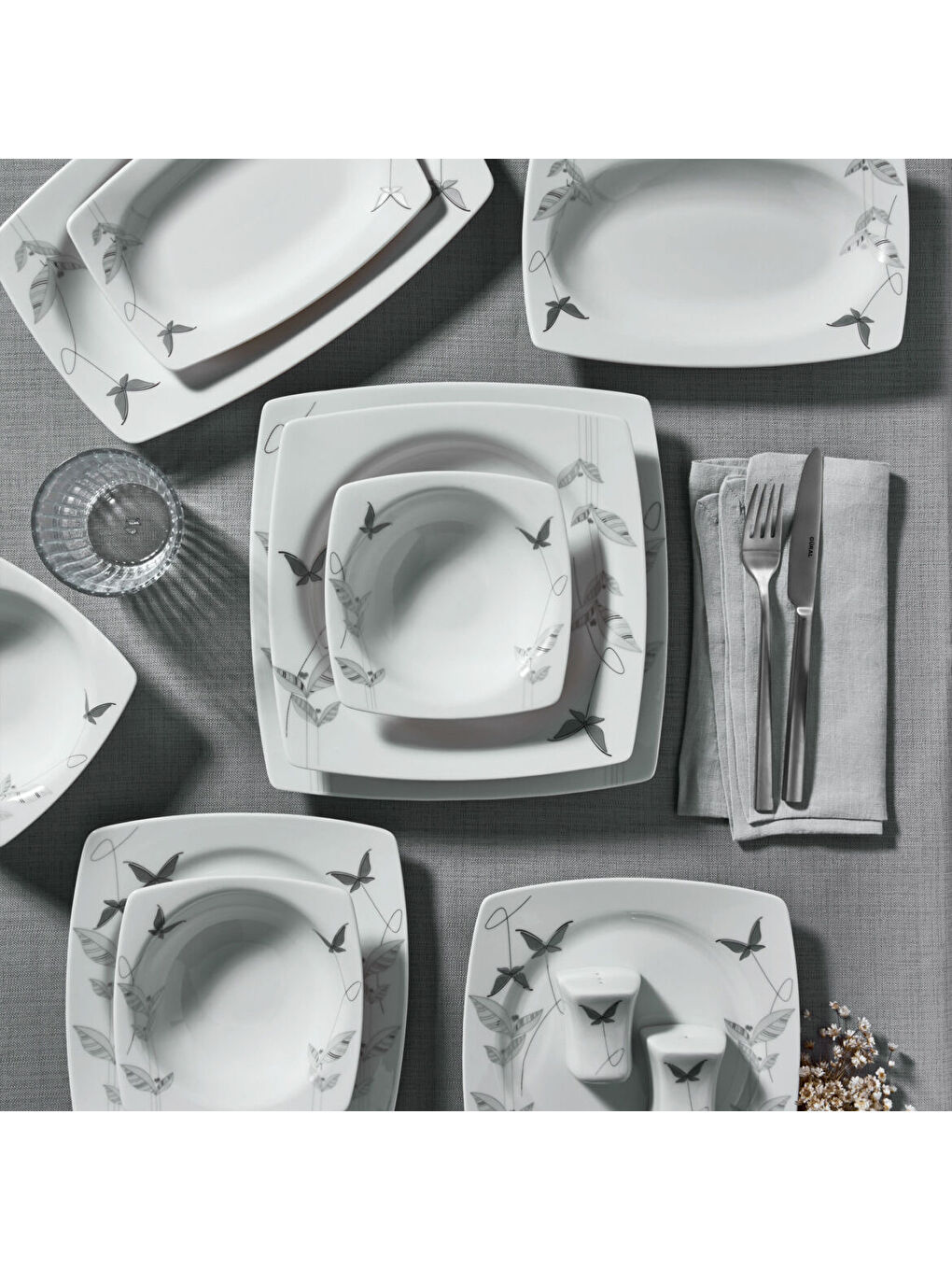 Ekru Caroline 54 Parça 12 Kişilik Yemek Takımı 67131-2