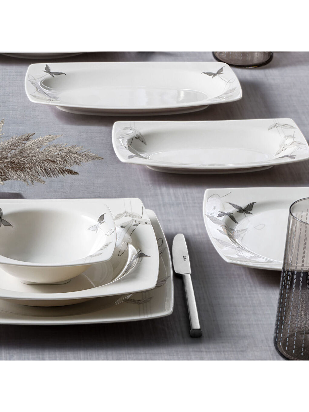 Ekru Caroline 54 Parça 12 Kişilik Yemek Takımı 67131-3