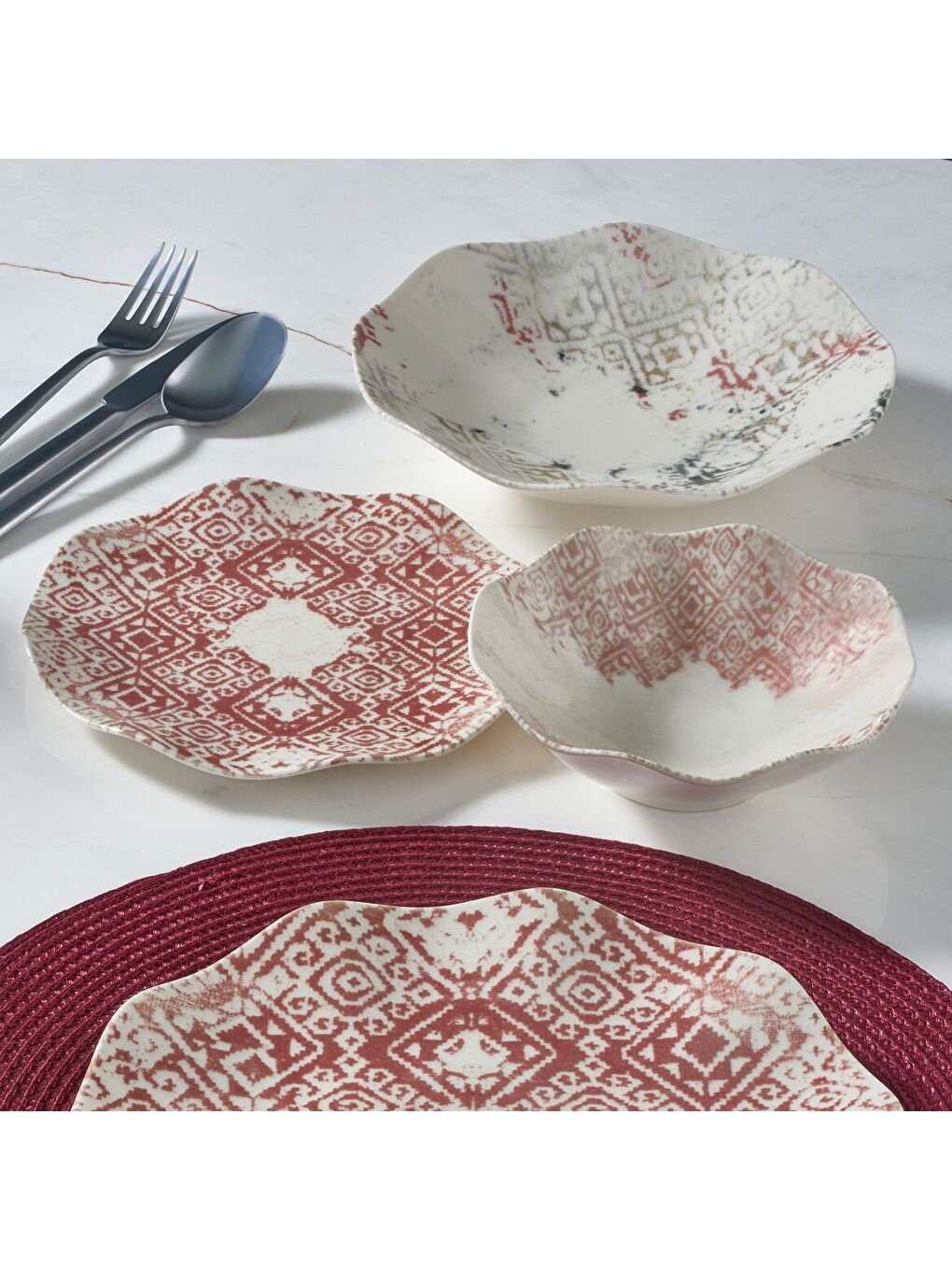 Ekru Nesrin 12 Parça 4 Kişilik Yemek Takımı 18643-1