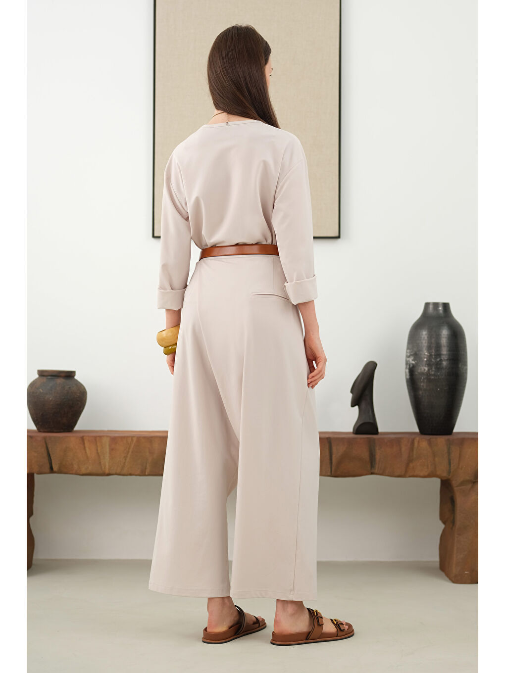 Bej Taşlanmış Modal Takım Soft Kaşmir-4