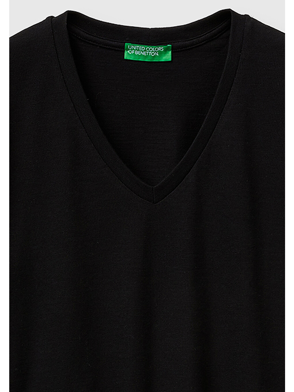 Kadın Siyah %100 Pamuk Klasik V Yaka T-Shirt-2