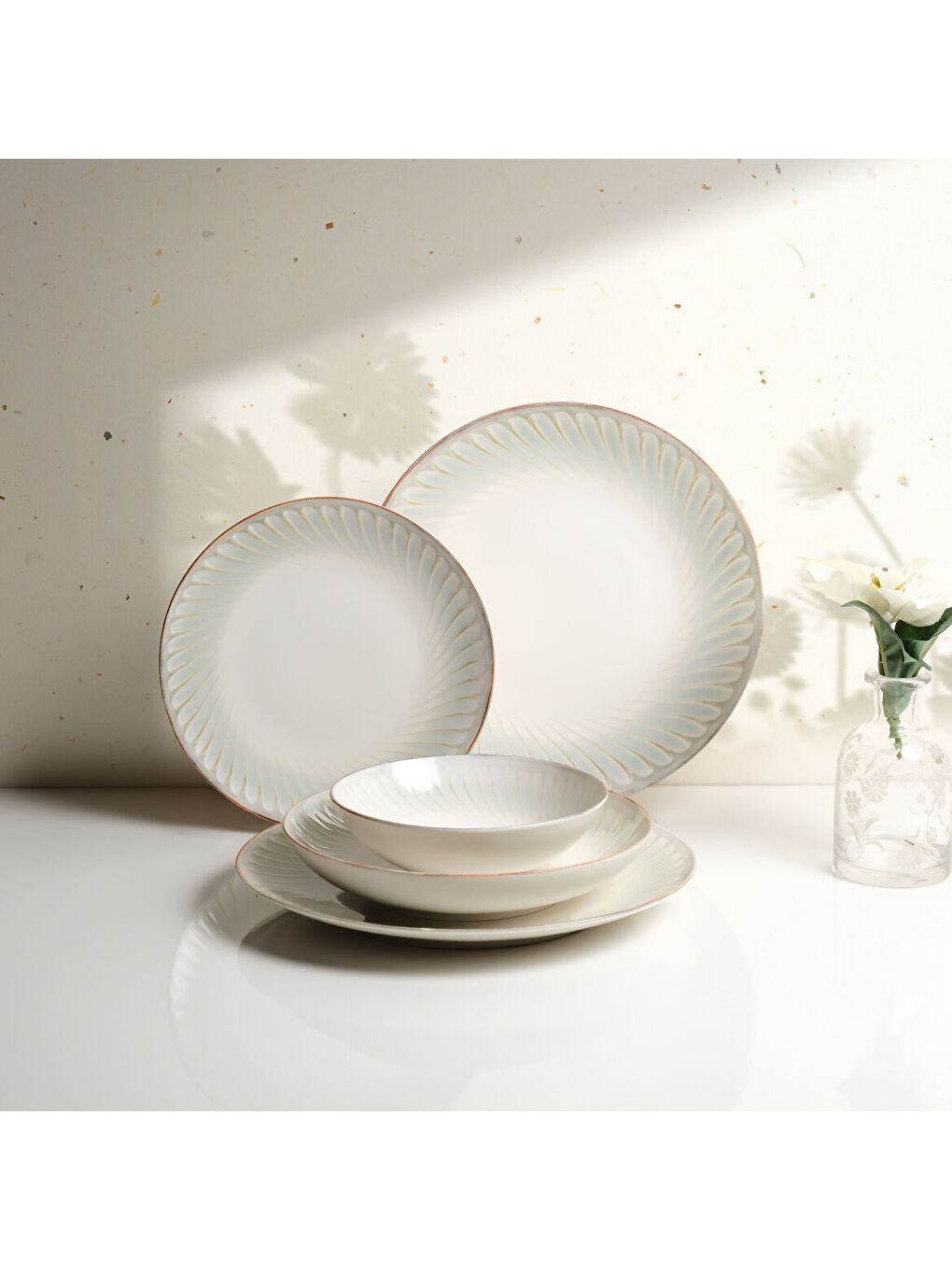 Ekru Camelia 24 Parça 6 Kişilik Yemek Takımı 39632-4