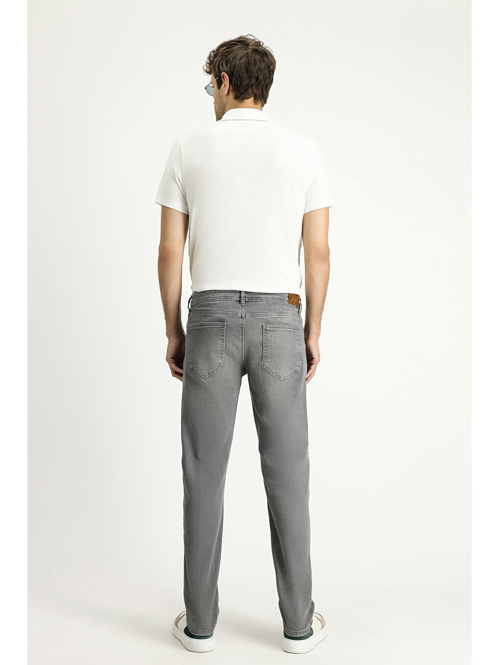 Gri Slim Fit Dar Kesim Elastanlı Denim Pantolon-3