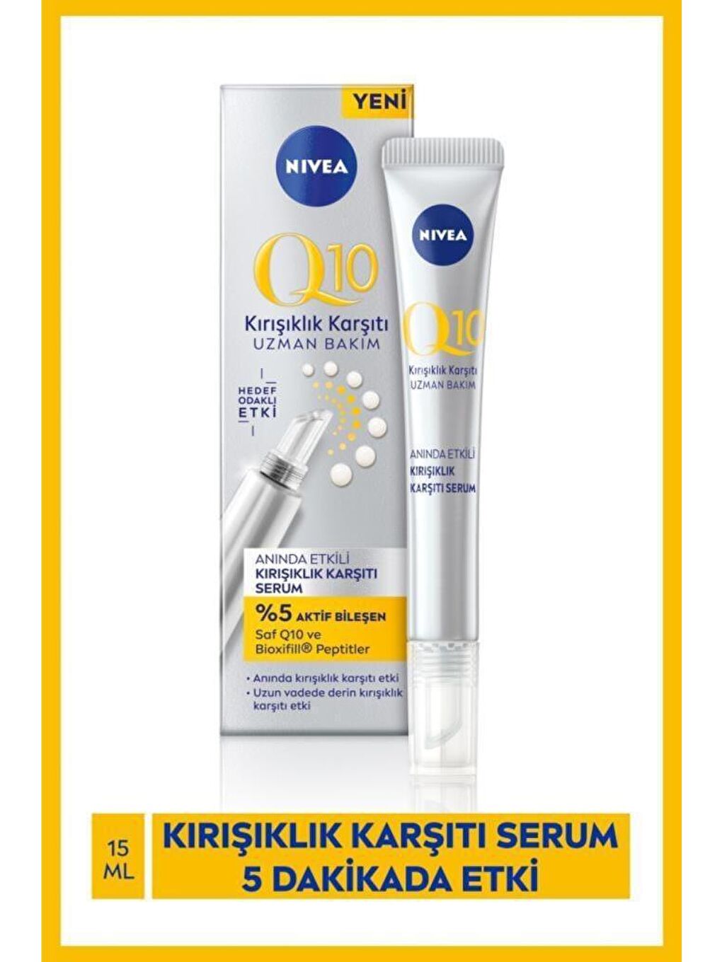 NIVEA Şeffaf Q10 Kırışıklık Karşıtı Cilt Serumu 15 ml, %5 Saf Q10 Ile Yaşlanma Karşıtı Etki