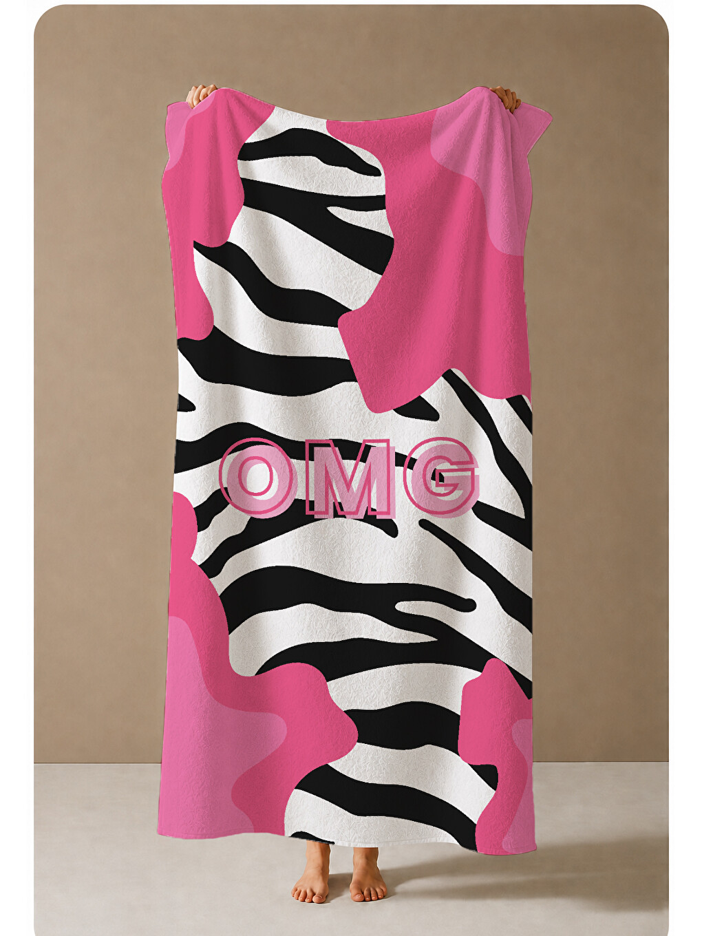 Pembe Zebra Desenli Pop Art 70x150 Cm Dijital Baskılı Plaj Ve Banyo Havlusu-3