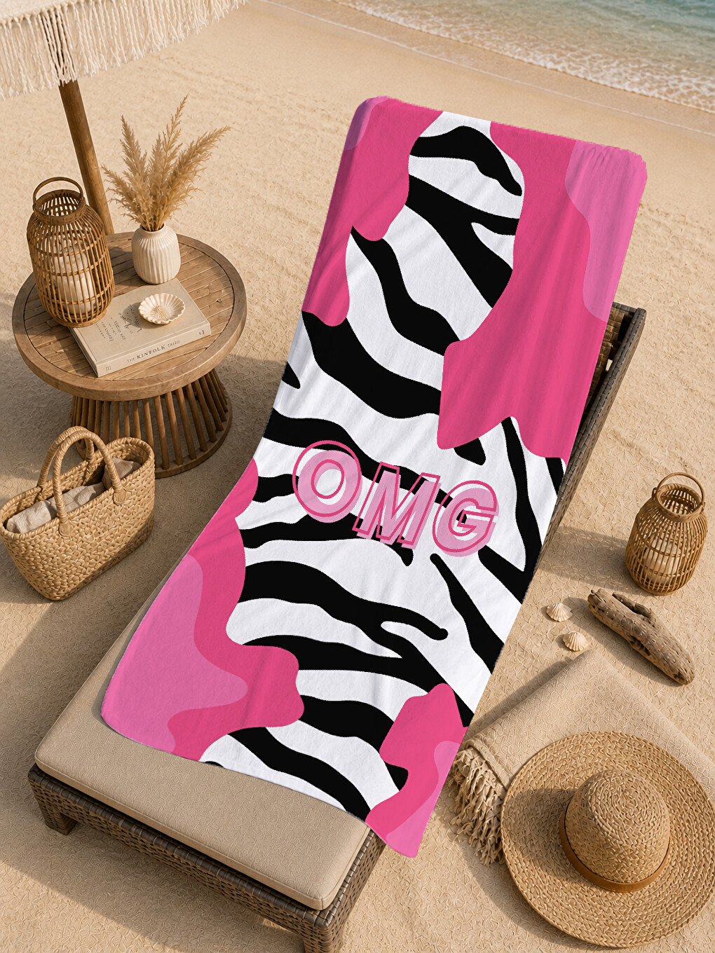Pembe Zebra Desenli Pop Art 70x150 Cm Dijital Baskılı Plaj Ve Banyo Havlusu-4