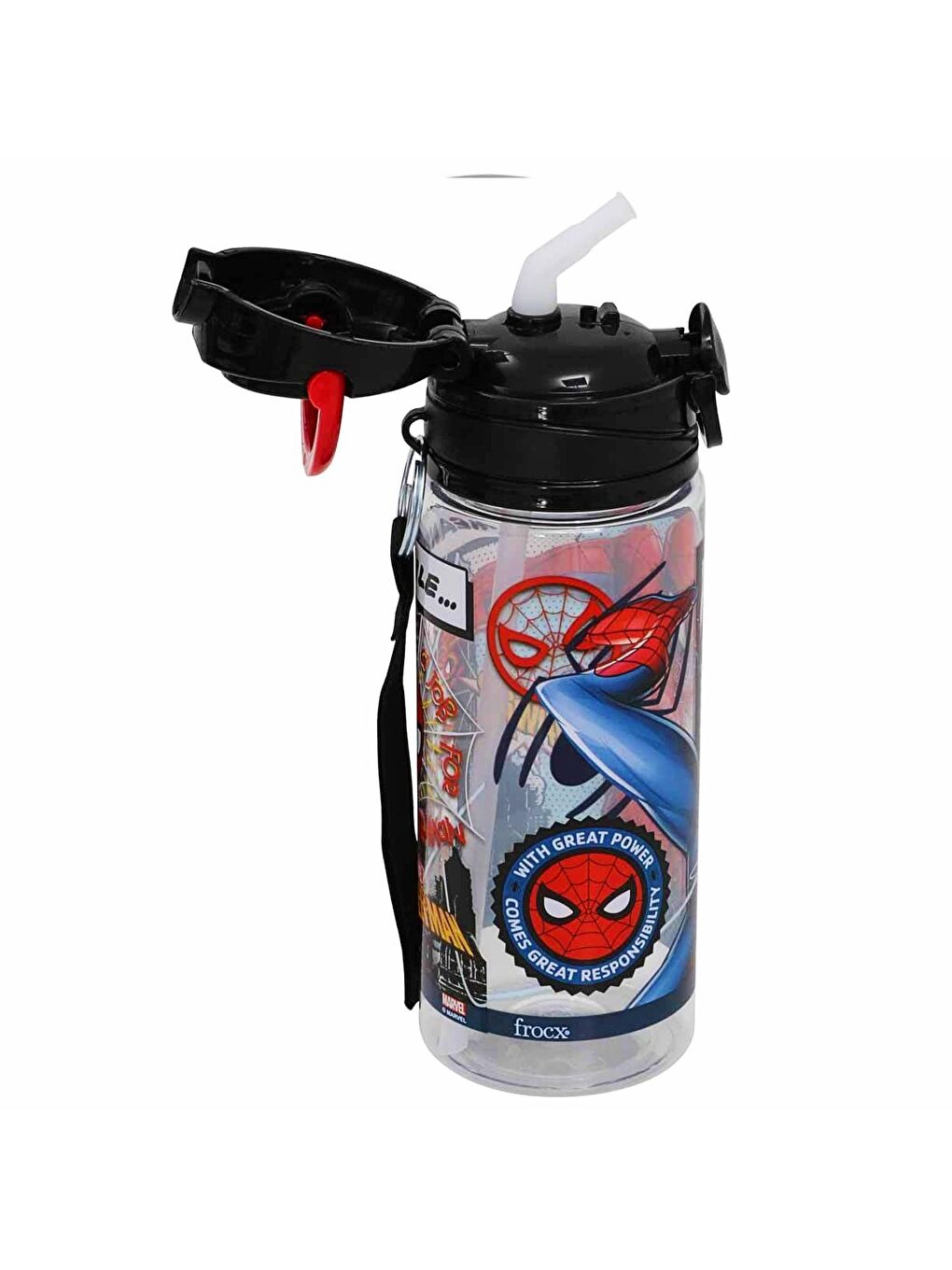 Lisanslı Pipetli Plastik Matara 500 ml Siyah (OTTO-42526)-1