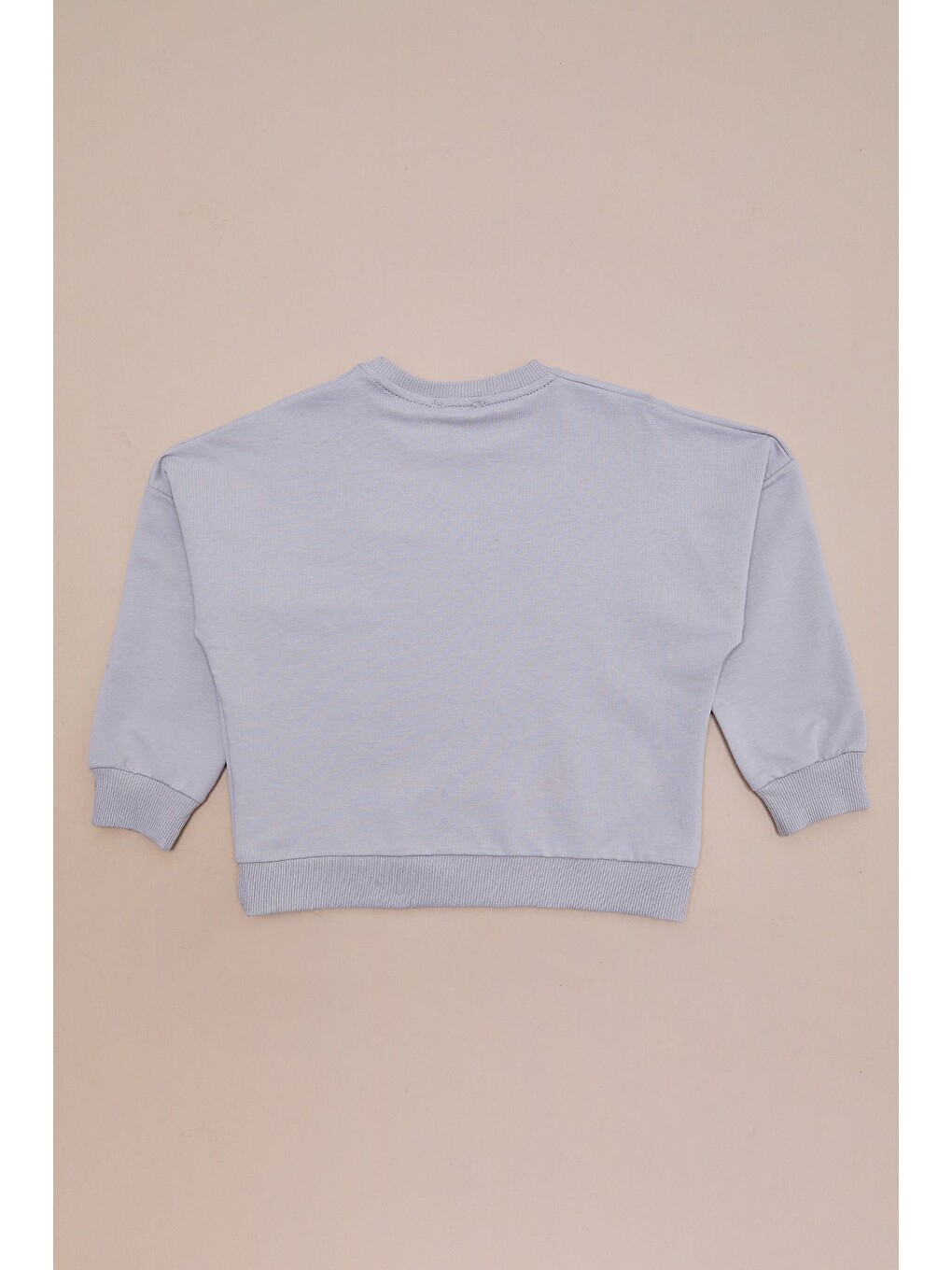 Gri Ayıcık Baskılı Oversize Kız Çocuk Sweatshirt-3