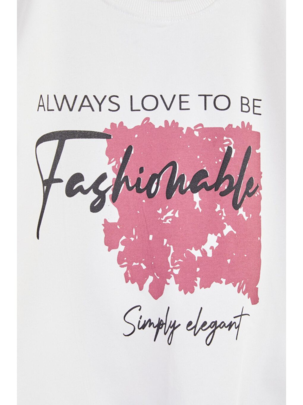 Kız Çocuk Beyaz Baskılı Sweatshirt + Paraşüt Pantolon Takım - 24755-1