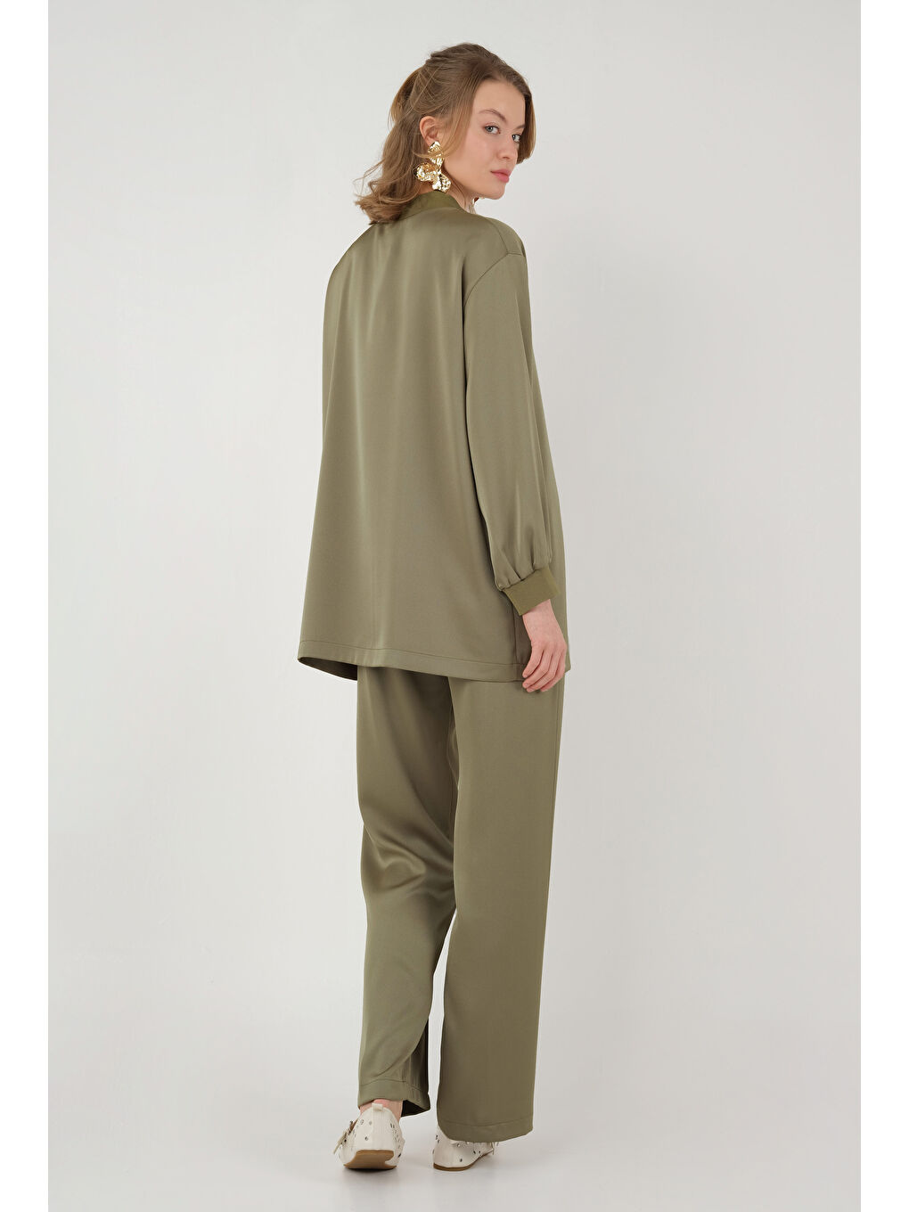 Ribanalı Saten Takım Haki-2