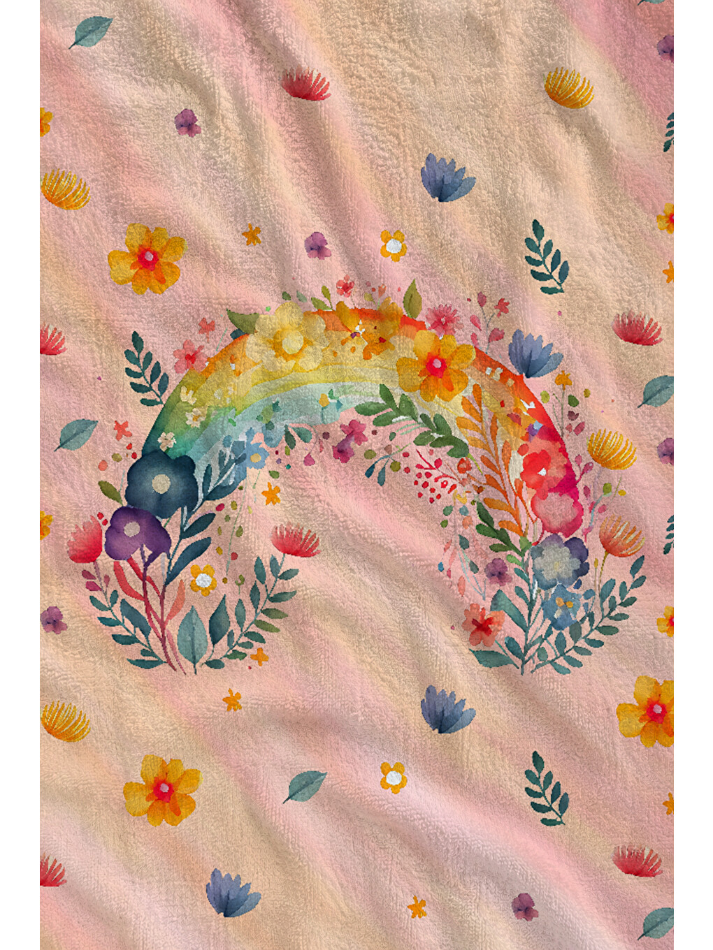 Pastel Pembe Ve Mini Motif Desenli 70x150 Cm Dijital Baskılı Plaj Ve Banyo Havlusu-1