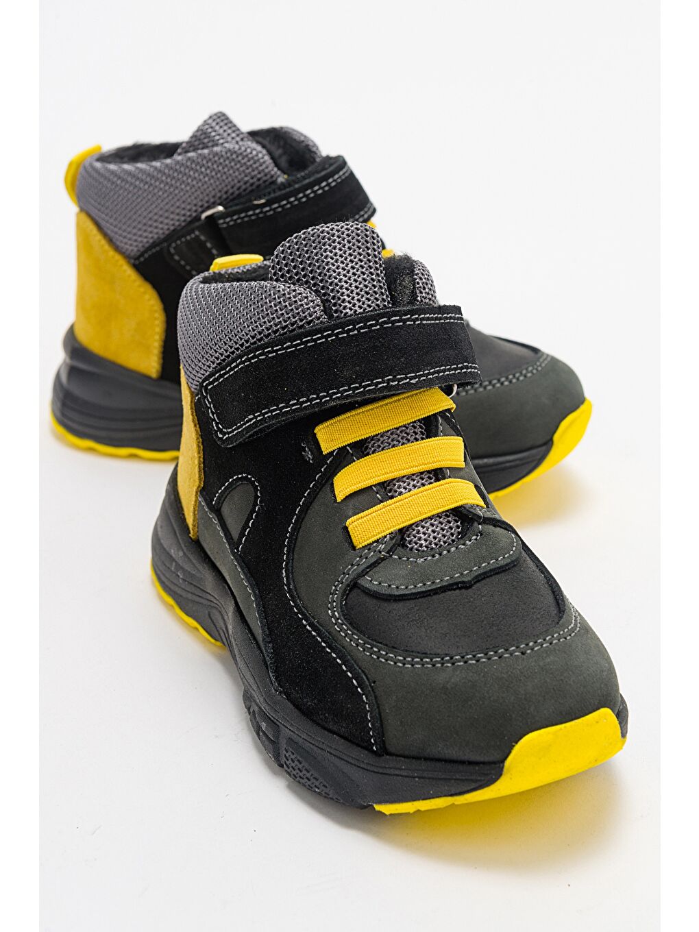 Erkek Çocuk Gri-Sarı Hakiki Deri Suya Dayanıklı Anatomik Günlük Bot