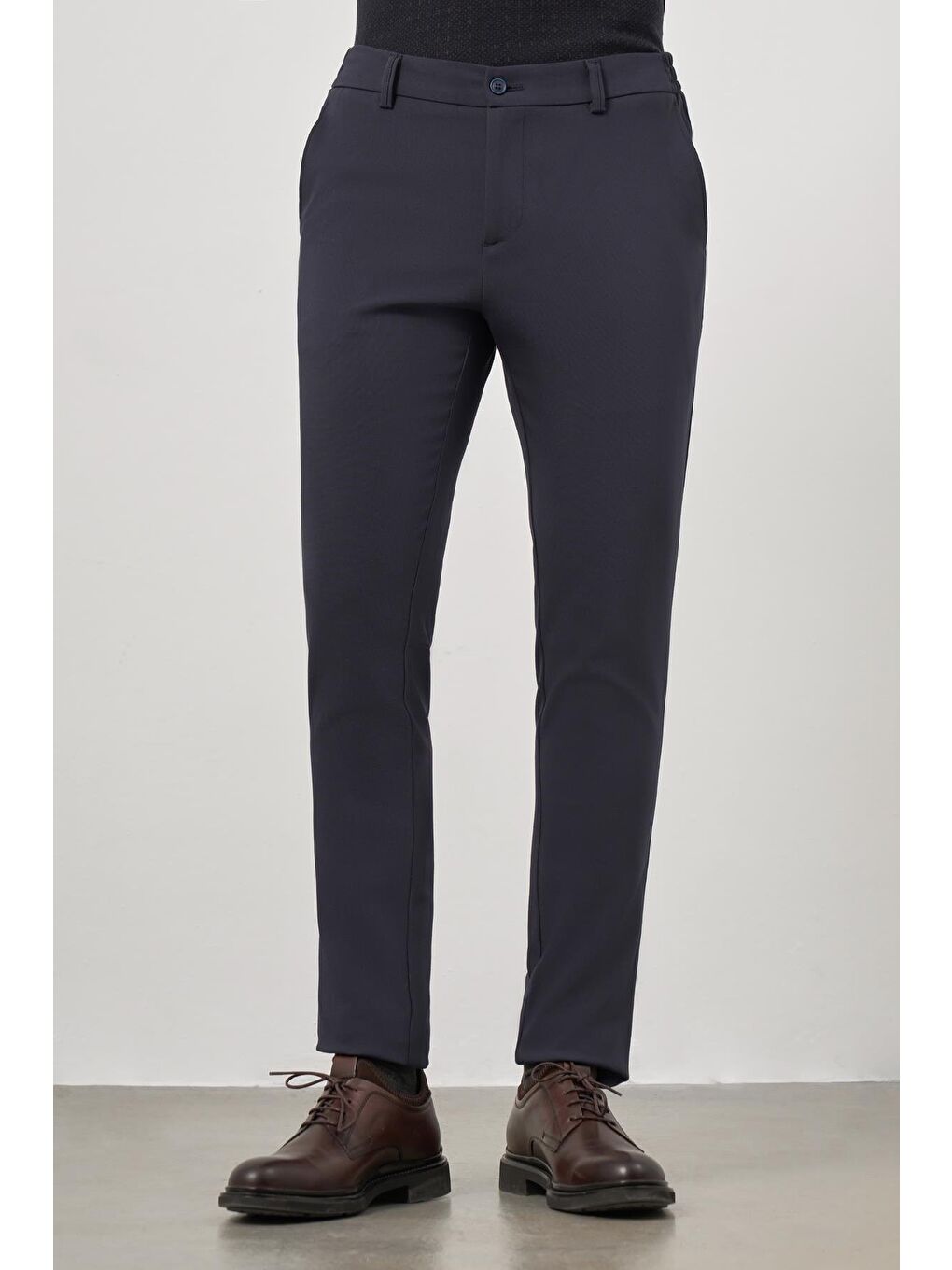 Koyu Lacivert Pamuklu Lastikli Yandan Cepli Casual Slim Fit Jogger Pantolon 1003245101-3