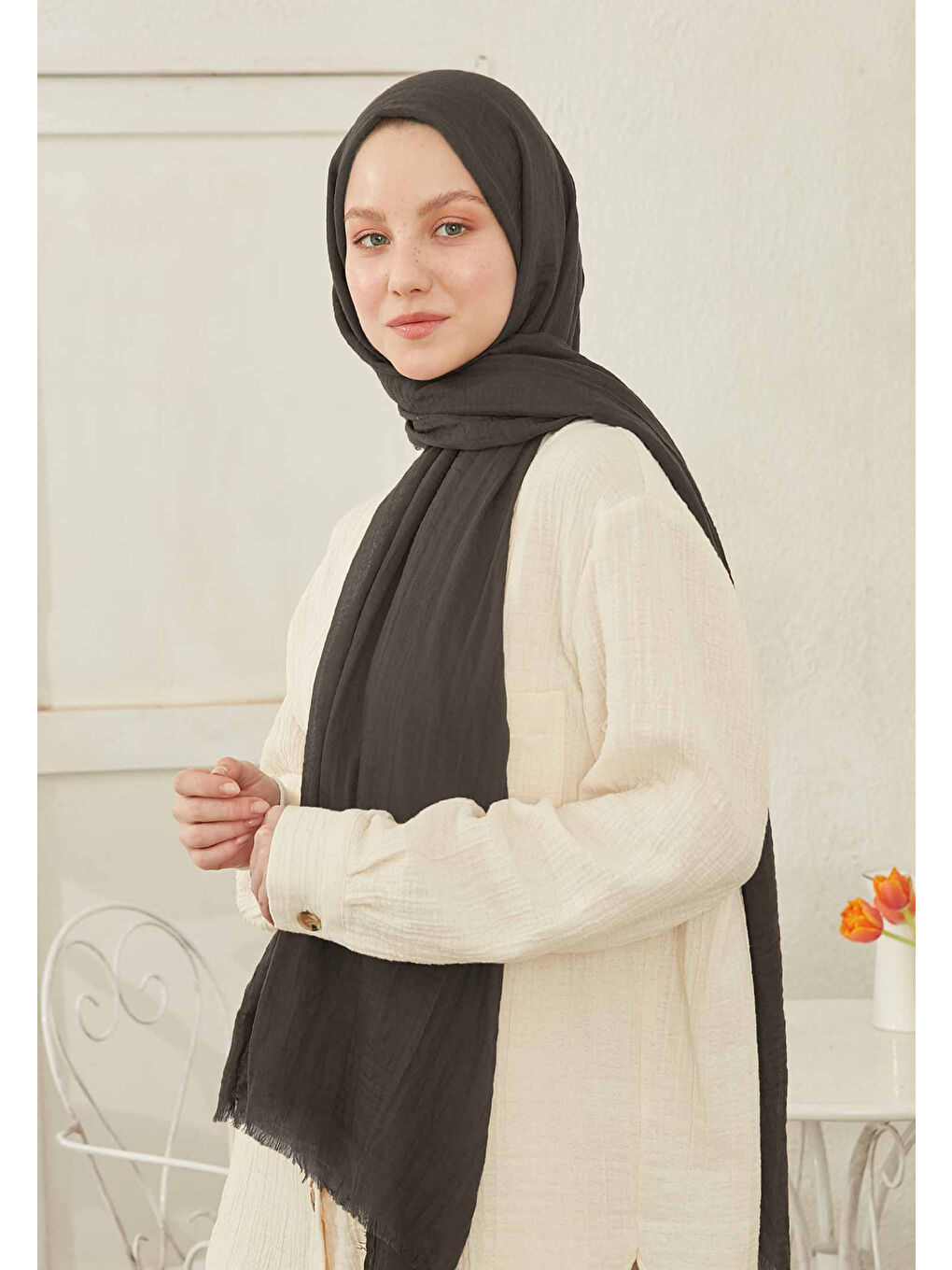 Gri Bürümcük Şal Füme-3