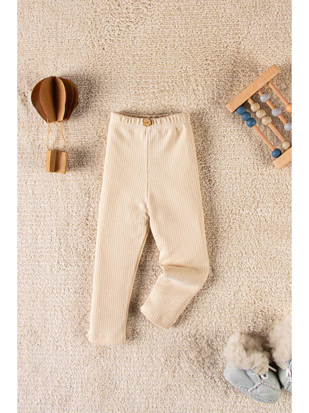 Ekru Organik Kumaş Fitilli Alt Takım