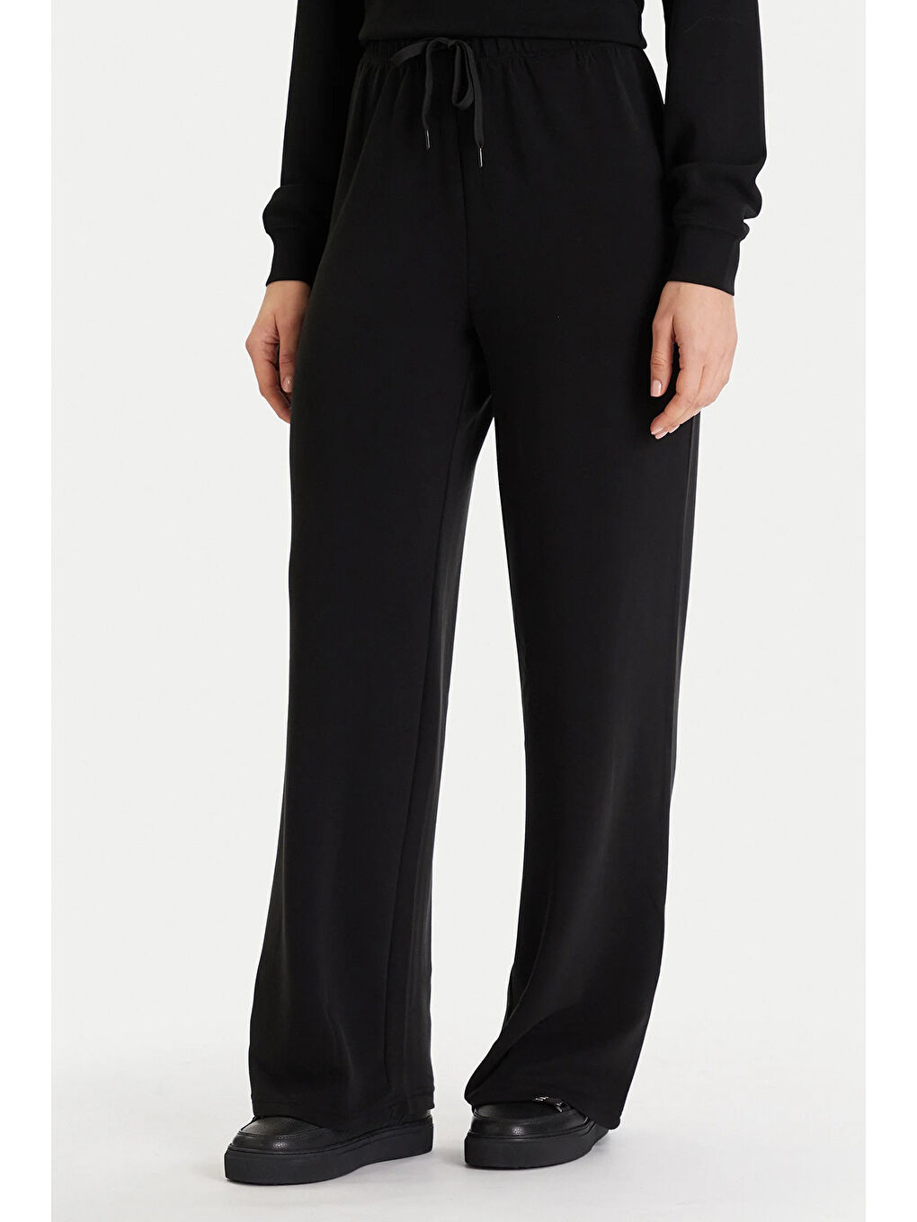 Siyah Onlmaya Regular Fit Normal Bel Geniş Paça Eşofman Altı 15361169